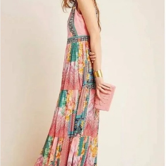 ANTHROPOLOGIE BHANUNI By JYOTI. Alessandra Maxi Dress ~ Multi-Color Print 2 - Picture 4 of 8